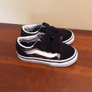 Toddler Flames Black Vans size 7 New!
